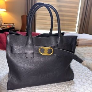 Tory Burch Gemini Link Women's Black Leather Tote Purse